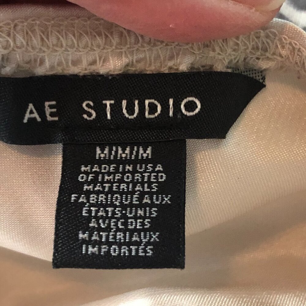 AE Studio American Eagle Satin Cami Tank Top Women's size M Nude Draped Neck - Picture 3 of 6